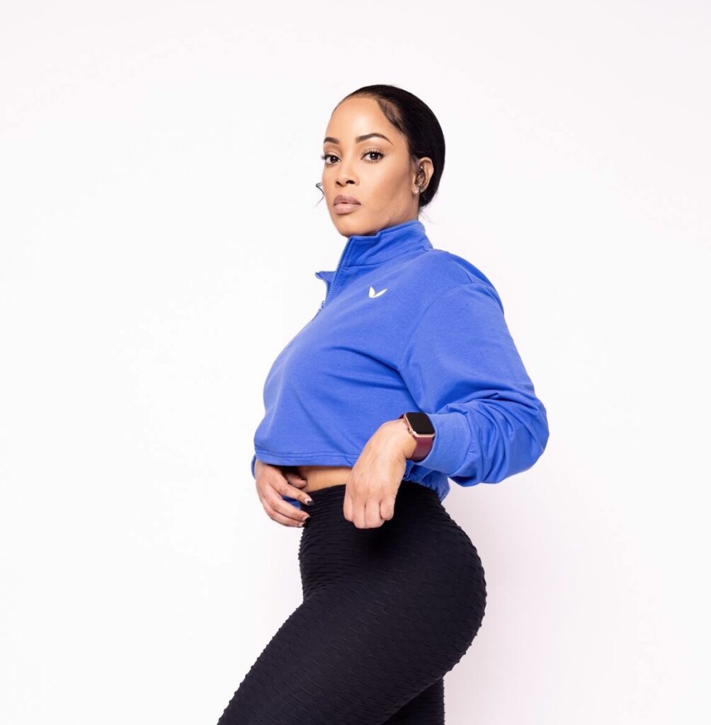 Blue Polo Babe Midriff Crop Top (side) by KaiFits.com