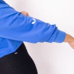 Blue Polo Babe Midriff Crop Top (sleeve) by KaiFits.com