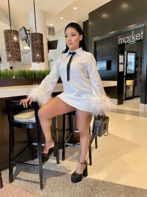 Necktie feather Mini Dress